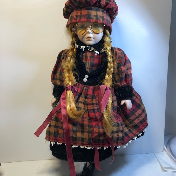 Vintage Porcelain Doll Plaid Tartan Dress - Picture 15 of 15